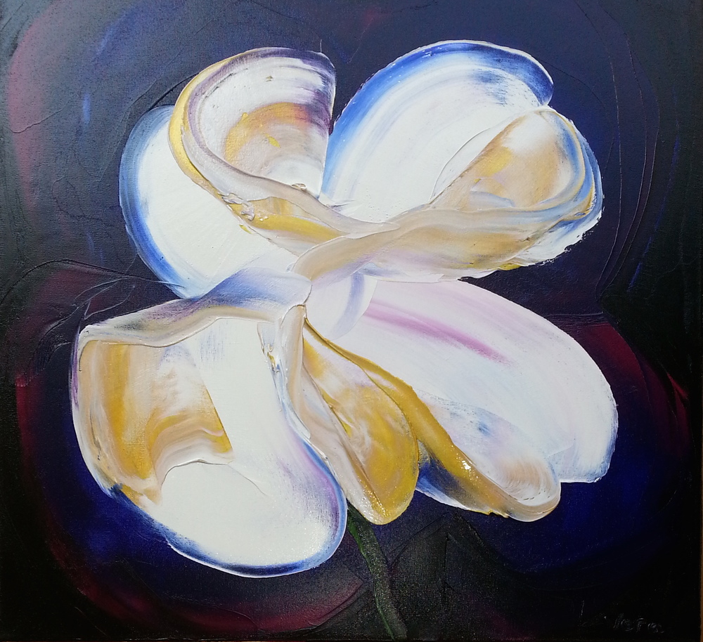 Oils on 40 x 40 cm stretched canvas.
