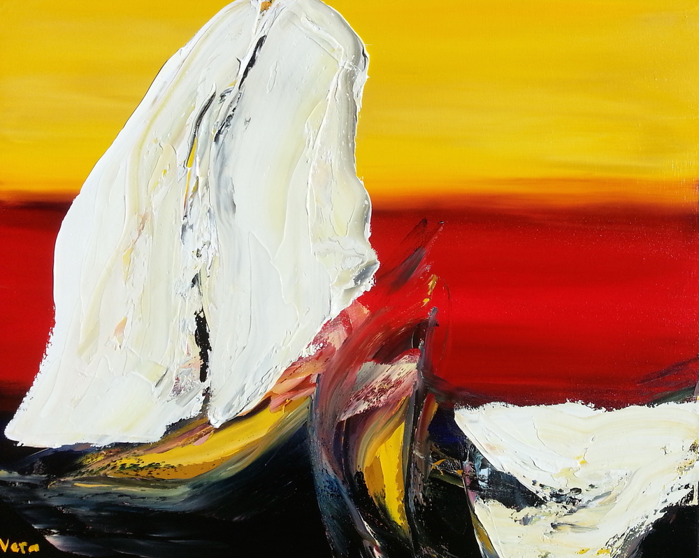 Oils on 40 x 50 cm stretched canvas.