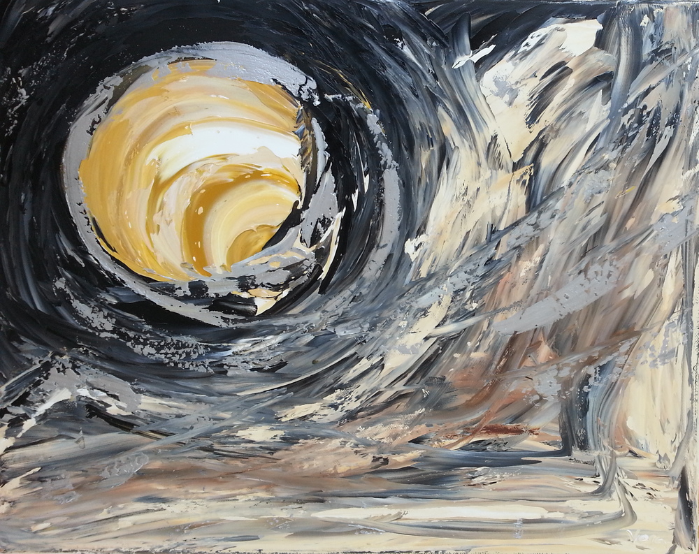 Oils on 40 x 50 cm stretched canvas.
